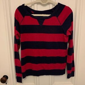 Gap pink and navy blue striped cotton top small